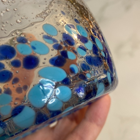 Gorgeous Art Glass Candle holder Blue White Hand Blown Decor Candles Home Accent - Picture 4 of 6